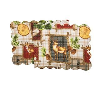 C&F Home Rustic Cabin Table Runner Fox Deer Bear Woods 14x51- NWT